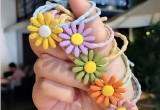 Dây buộc tóc hoa cúc ulzang (set 100 cái)